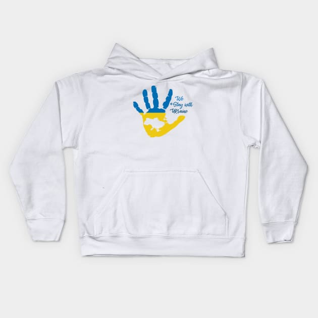 We stay with Ukraine, Fuck Putin, Stand with Ukraine, Stop War, Middle Finger, Anti Putin, Strong Ukraina Kids Hoodie by Sapfo